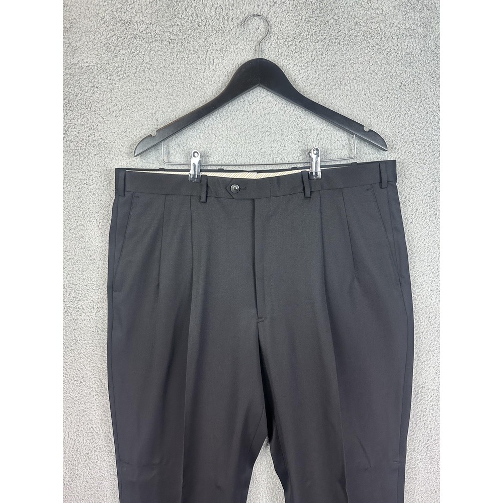 Britches Dress Pants Mens 38 Black Winston Wool Pleated Cuffed Made Italy Men